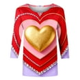 thumbnail image 5 of Vetsdori Valentine Tops for Women Gifts for Girlfriend 3/4 Sleeve Pullover Love,Heart Print Cute Crew Neck Ladies Blouses Holiday, 5 of 6
