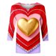 thumbnail image 5 of TaTaai Women's 3/4 Sleeve Layered Heart Print Round-neck Top, Valentine's Day Standout Pick, Casual Daily Fashion Home Top Gift, 5 of 6