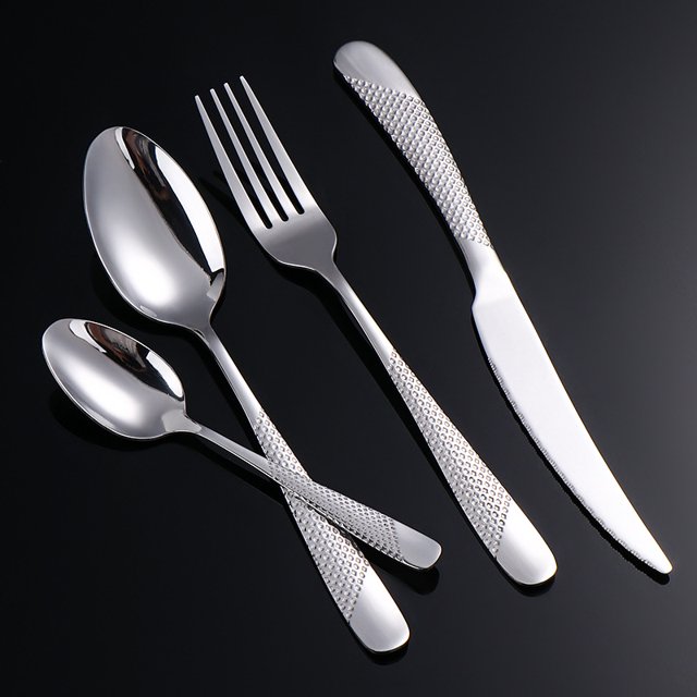 Couverts pour 4 Personnes en Acier Inoxydable, Cuillères, Couteaux et Fourchettes - Service de Table en Acier Inoxydable