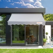 KFFKFF Patio Awning Retractable 9.8'x3.9' Awning Sunshade Shelter 86"-122" Height
