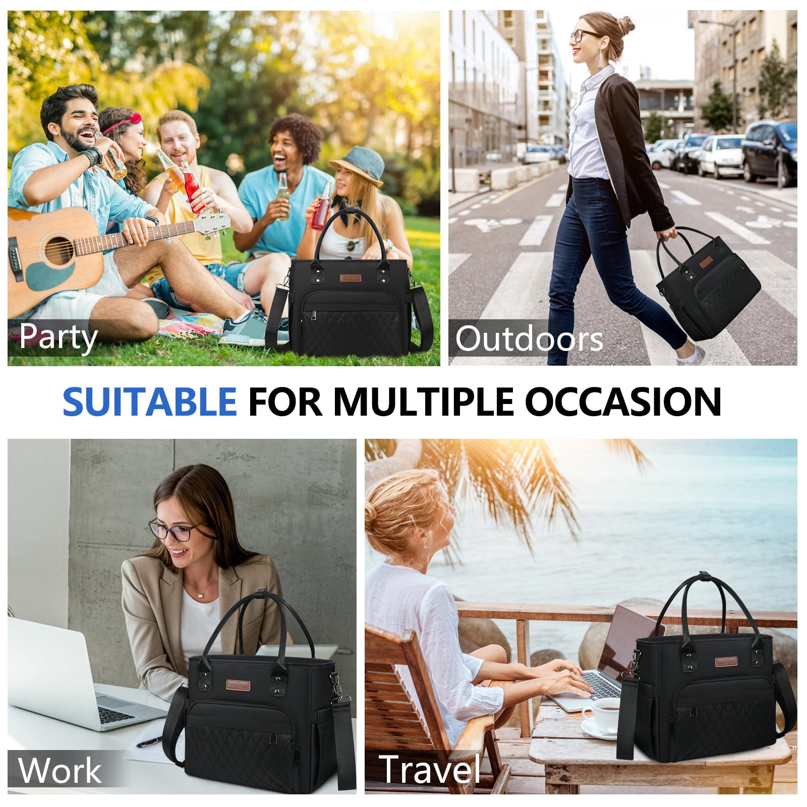 Lunch Bag Box Women - Leakproof Insulated Cooler For Men Large Tote Bags Adults  Black