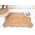 thumbnail image 4 of Rectangle Rug Natural Jute Rug Hand Braided Beige And Turquoise Color Area Rug, 4 of 5