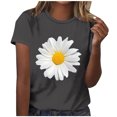 thumbnail image 2 of Womens Round-Neck Blouses Short Sleeved T Shirts Daisy Flower Print Top, 2 of 4