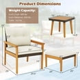 thumbnail image 3 of Costway Ensemble de Meubles en Rotin 5 Pcs Cadre en Bois Chaises et Ottomans avec Table Basse Carrée, 3 of 9