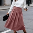 thumbnail image 3 of yillto Womens Corduroy Skirts Pleated High Waist Flowy Loose Fall Winter Long Skirt with Pockets S-XXXL, 3 of 7