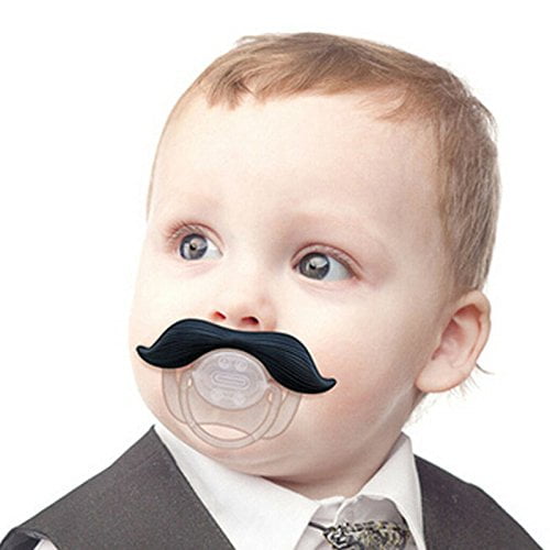 VONTER Baby Funny Pacifier Cute Kissable Mustache Pacifier for Babies and Toddlers Unisex - 0-6 Months Baby Orthodontic Mustache Pacifier BPA Free -Pack of 2 Black