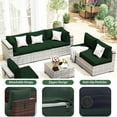 thumbnail image 3 of Outdoor Sectional Replacement Cushion Set, 14 Pcs Waterproof Patio Sofa Cushions 4" Foam High-Density Couch Cushion for 8-Seat Sectional Rattan Conversation Sets(Liner&Cover) (Dark Green), 3 of 7