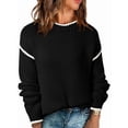 thumbnail image 3 of Women Crewneck Sweaters Long Sleeve Knit Pullover Sweater Casual Fall Tops Black S, 3 of 8