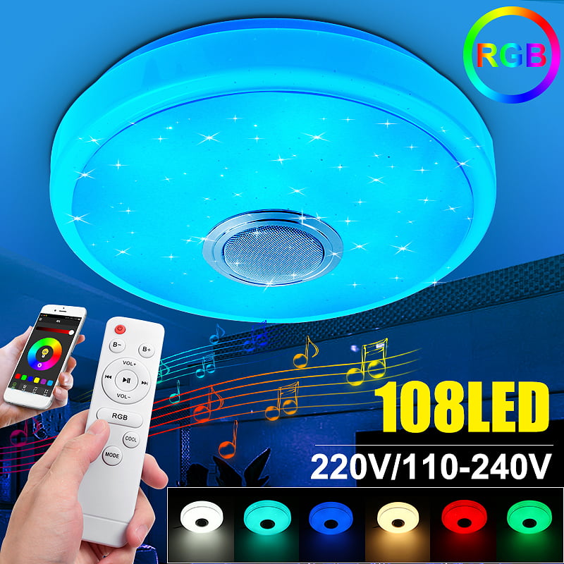 100W Ceiling Light with Bluetooth Speaker, 108LED Dimmable ...