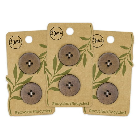 UPC: 0072879307672 | Dritz Recycled Leather Round Button 23mm Brown 3 Pack (6 Count)