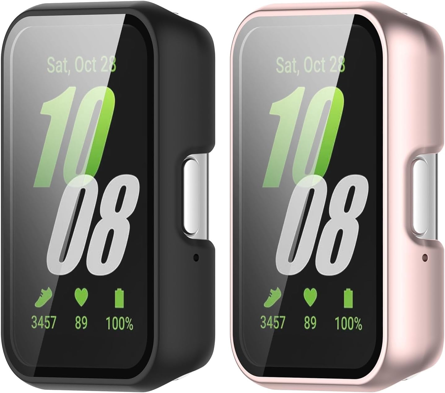 Tianle Case with Screen Protector for Galaxy Fit3 SM-R390, Hard PC Protective Cover Tempered Glass Screen Protector Bumper Compatible with Galaxy Fit3 (Black+Pink)