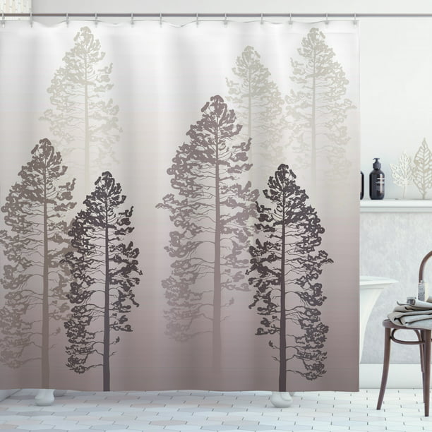 Country Shower Curtain Pine Trees In, Wildlife Fabric For Curtains