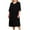 Black, variant on Kmdttou Women Plus-Size Dress FashionSolid Color Patchwork Chiffon Middle Sleeved Round Neck Dress,Chic Day Dresses for Ladies Summer Wear