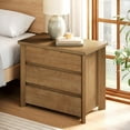 thumbnail image 6 of Tribesigns Wood Nightstand with 3 Drawers, Farmhouse Large Bedside Table with Storage for Bedroom and Small Spaces, Easy Assembly, Rustic Brown (1PCS), 6 of 7
