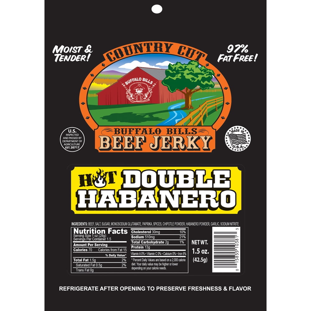 Buffalo Bills 1.5oz Double Habanero Country Cut Beef Jerky – Ten 1.5oz Packs