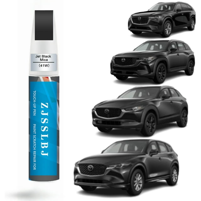Pintura de Retoque para Autos (Mica Negro Azabache (41W)) para Mazda, Kit de Reparación de Rayones de Pintura para Autos, Solución Rápida y Fácil de Reparar, Bolígrafo Removedor de Rayones 2 en 1 con