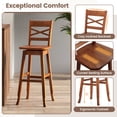 thumbnail image 4 of Gymax 4PCS 30'' Bar Height Stool Swivel Bar Stool Rubber Wood w/ Inclined Backrest, 4 of 4
