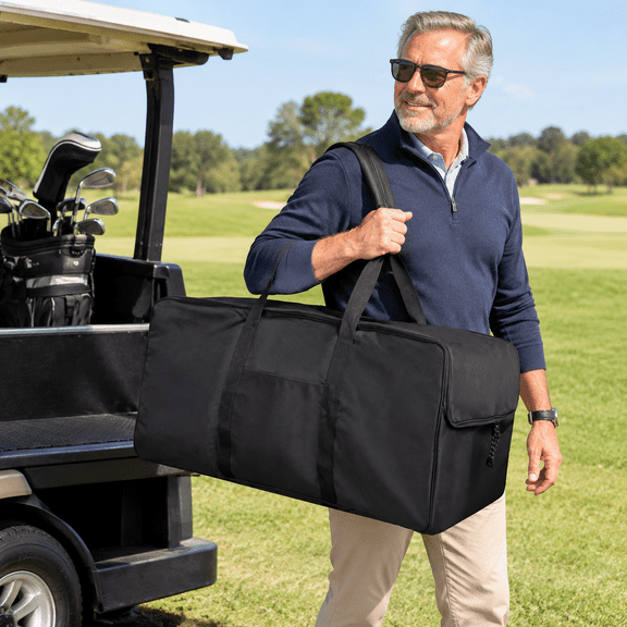 Unbranded 3 Wheel Golf Push Cart Storage Bag, Black, Extra Large Capacity