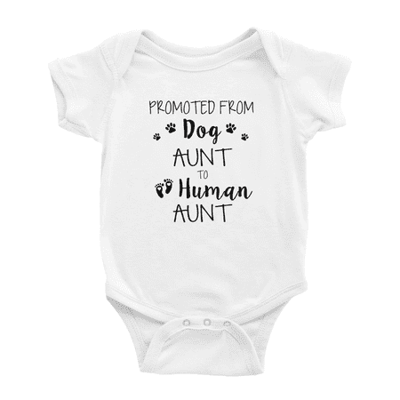 

Promoted From Dog Aunt To Human Aunt Cute Baby Jumpsuits Boy Girl Unisex