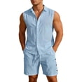 thumbnail image 5 of Débardeur d'Été Sans Manches en Lin Uni pour Tenue Décontractée Quotidienne pour Hommes, 5 of 5