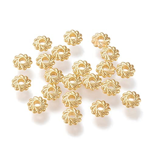 Plated Plain Brass Spacer Bead 6x3mm, large 3mm hole - Abacus Beads