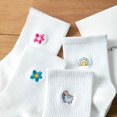 thumbnail image 4 of Calcetines deportivos hasta media pantorrilla calcetines de algodón medias blancas otoño e invierno calcetines bordados para mujer, 4 of 6