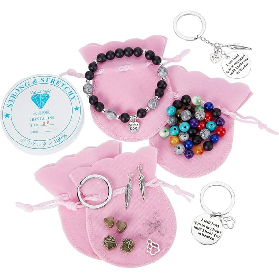 86Pcs DIY Pet Memorial Bracelet KIT Pet Memorial Gifts Sympathy Gift Bracelets Pet Loss Gifts Rainbow Bridge Bracelet Pet Memorial Gifts Pet Gifts for Pets Lovers