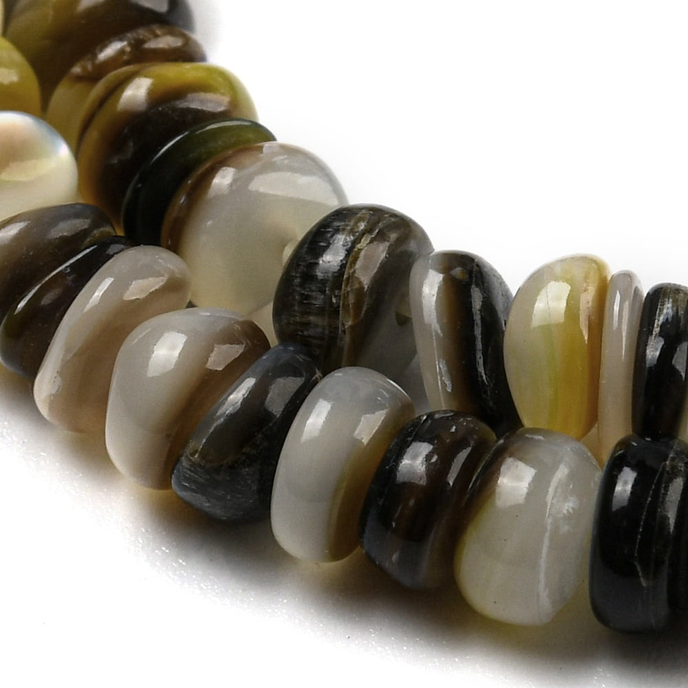 10 Strand Natural Black Lip Shell Beads Strands Rondelle 3.5~5x1~4.5mm Hole: 0.8mm 147pcs/strand 15''(38.1cm)