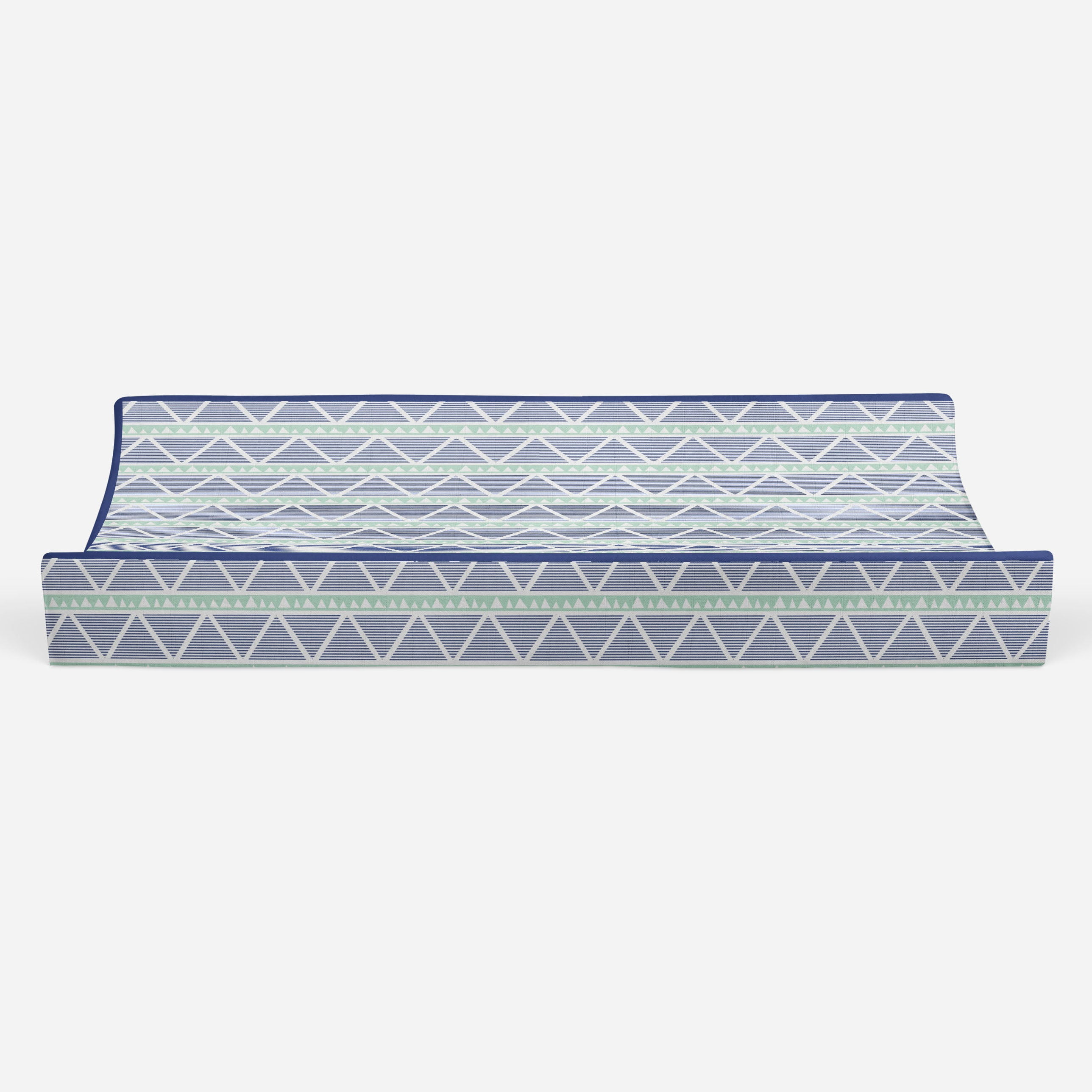 Bacati - Large Triangles Mint Navy Quilted Muslin Changing Pad Cover