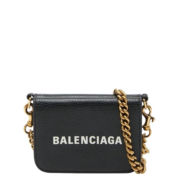 Pre-Owned Balenciaga Chain Mini Wallet 618145 Black Leather Women's BALENCIAGA (Good)