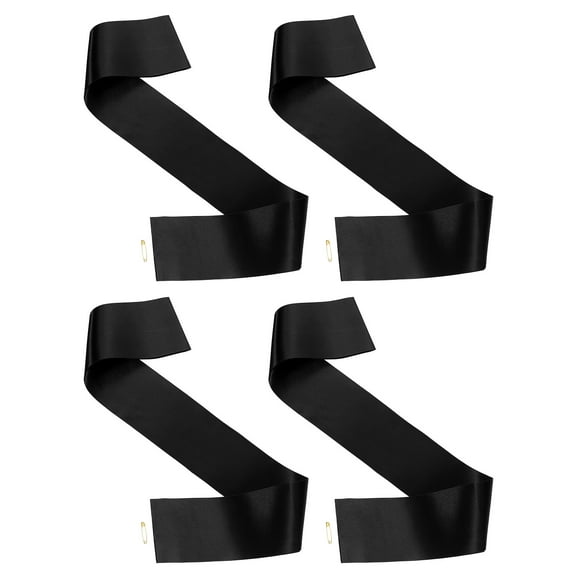 Uxcell Blank Satin Sash, 4Pcs Blank Sash Plain Satin Sashes DIY Sash Accessory, Black