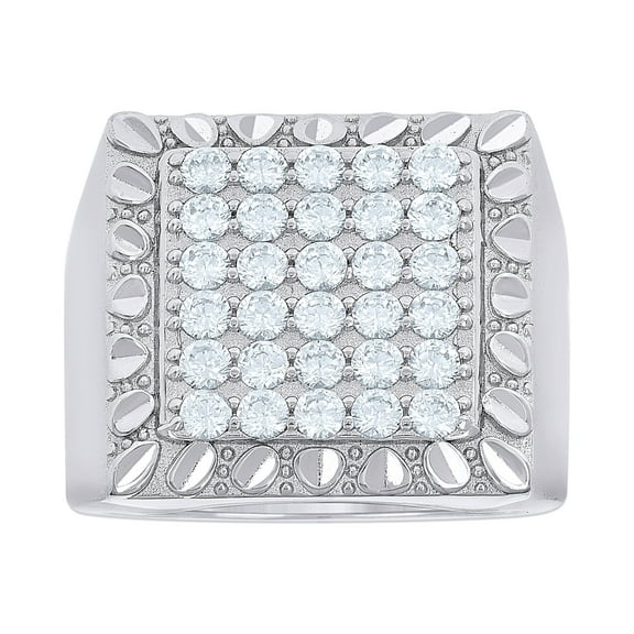 Sterling Silver Mens 2.07 Cttw Moissanite Square Head Fashion Bridal Anniversary Wedding Engagement Band Ring Size 10