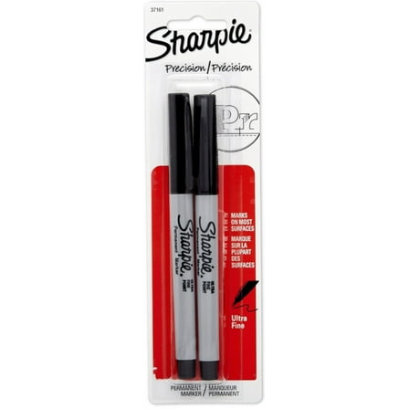 Sharpie Permanent Ultra-Fine Point Markers, Black 2 ea (Pack of 2)