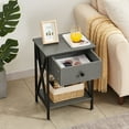 thumbnail image 4 of VECELO Nightstand, Hemp Gray, Metal MDF, 1 Drawer, 2-Tier Storage, 15.8" x 11.8" x 21.7", 22.05 lb, 4 of 9