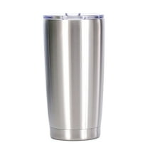 Muka 20 oz. Stainless Steel Tumbler with Resistant Lid, Double Walled Insulated Travel Mug, 7"H x 3.5"D-Silver-resistant lid