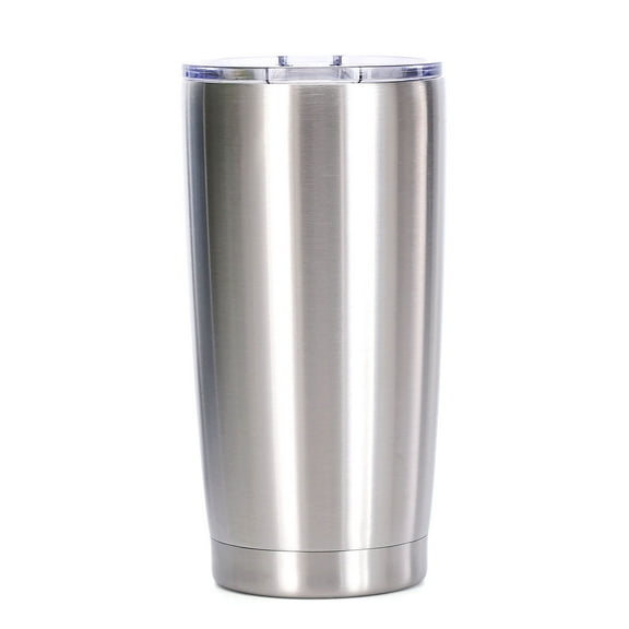 Muka 20 oz. Stainless Steel Tumbler with Resistant Lid, Double Walled Insulated Travel Mug, 7"H x 3.5"D-Silver-resistant lid