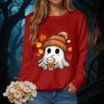 thumbnail image 2 of Enyan Womens Halloween Shirts Long Sleeve Pumpkin Shirts Funny Ghost Graphic Tee Fall Tops Womens Halloween Tshirt Red,S, 2 of 7