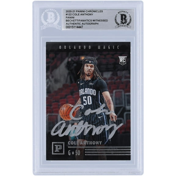 Cole Anthony Orlando Magic Autographed 2020-21 Panini Chronicles #122 Beckett Fanatics Witnessed Authenticated Rookie Card - Fanatics Authentic Certified