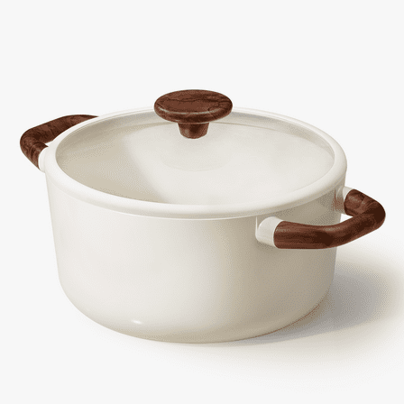 Carote 5 QT Stock Pot with Lid, Ceramic Nonstick Soup Pot, Induction Compatible, Easy to Clean, White