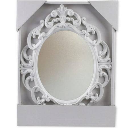 White Oval Vintage Wall Mirror