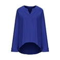 thumbnail image 6 of Plus Size Tops Trendy Western Tops for Ladies V-Neck Pullover Loose Tunic Long Sleeve T Shirts Solid Color Sweatshirts Womens Spring Fashion Blue L, 6 of 7