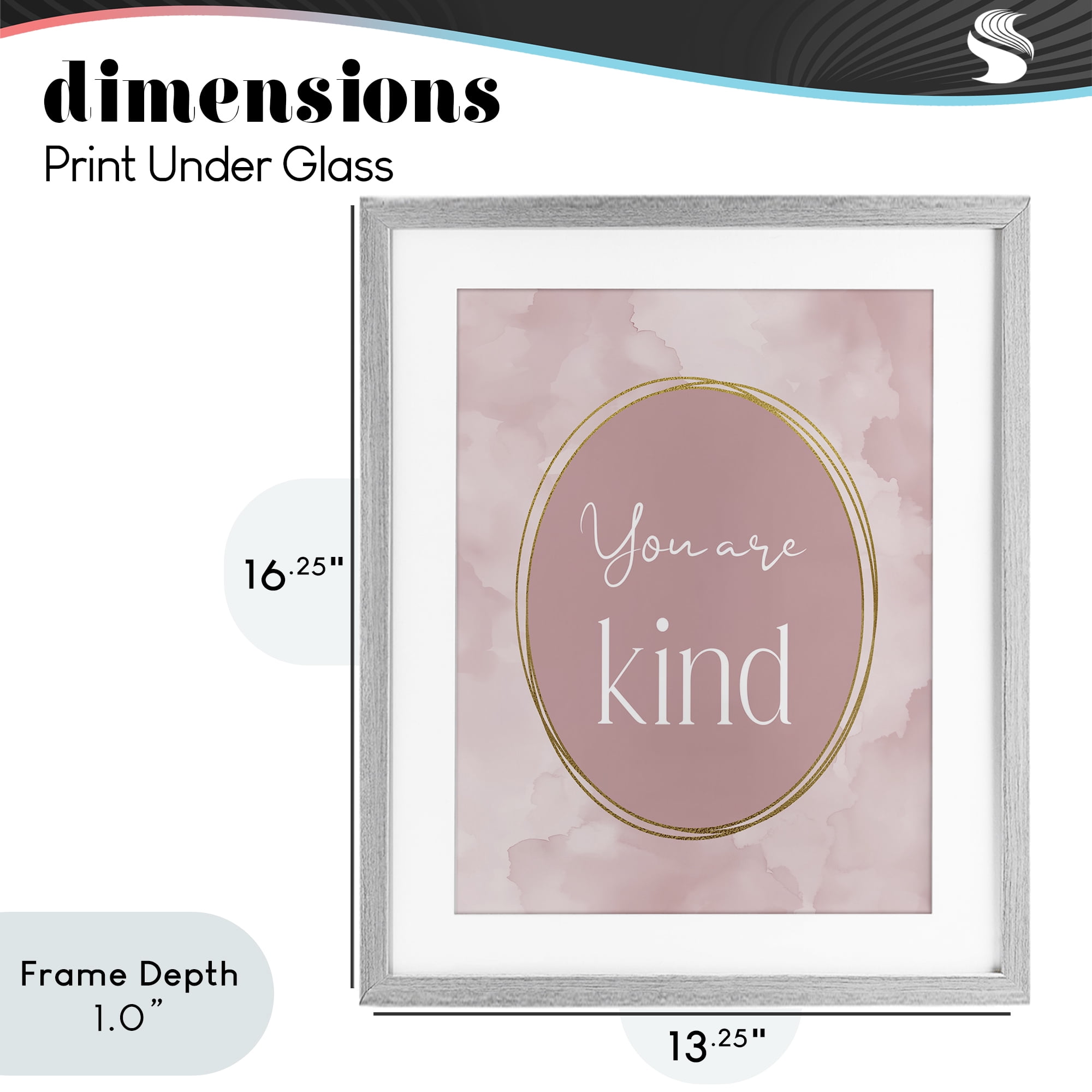 Stupell Industries Pink Golden Affirmation Gray Framed Print Under Glass, design by Christine Simpson Art