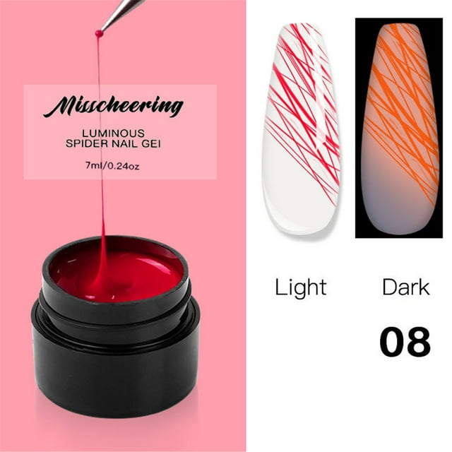 Uñas postizas a presión, regalos para mujeres, pegamento luminoso cepillado, pintura para uñas, fototerapia elástica, pegamento Spider, 8 ml, gancho de rodillo