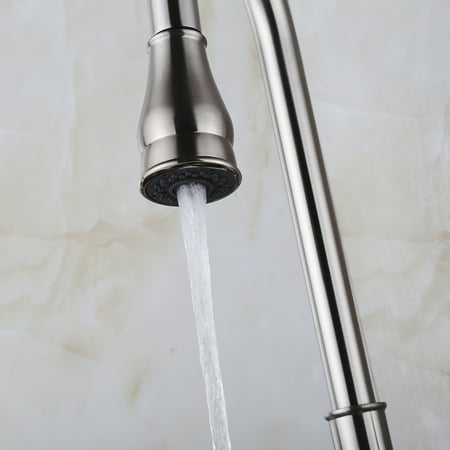 18" Contemporary Solid Brass Sink Faucet Pull-Out Spray Swivel Spout Dispenser Cover Perfect for home & commercial use