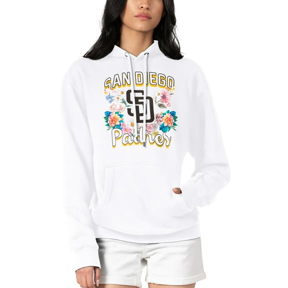 Women's G-III 4Her by Carl Banks White San Diego Padres Flowers Graphic Pullover Hoodie