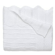 Couverture élégante en tricot 100% coton pour bébé, tricot texturé blanc, 30 "x 40"