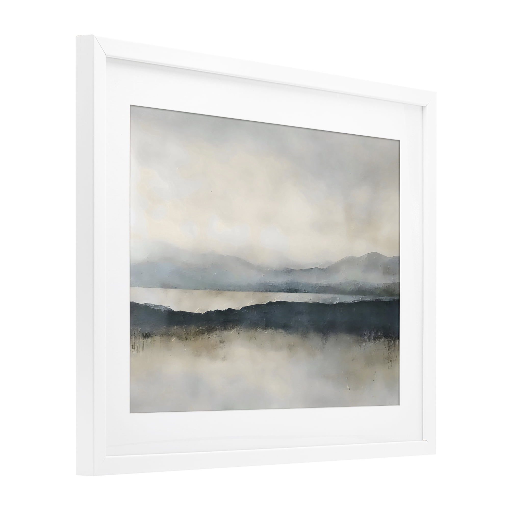 Stupell Industries Muted Horizon Mountainscape White Framed Print Under Glass, design by Riley B
