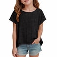 thumbnail image 2 of UACY Cotton Linen Tops for Girls Oversized Summer Boho Short Sleeve Shirts Teen Kids Plain Loose Lightweight Beach Blouse, 2 of 7