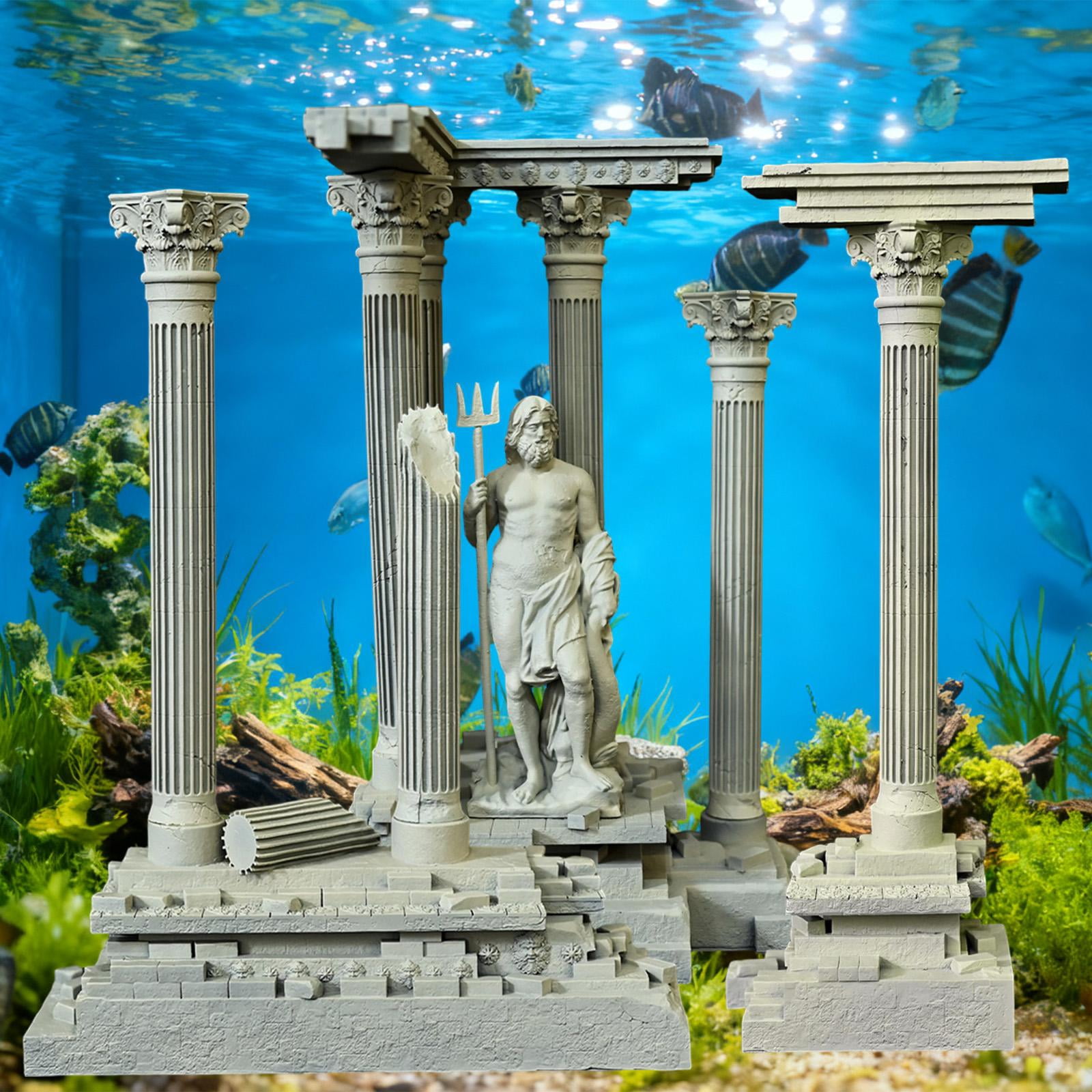 CarpNettore Roman Column Decoration Resin Aquarium Decoration Aquarium Decor Mini 18.5cm Set D