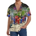 thumbnail image 7 of Lsque Pikmin print Men's Cuban Collar Short Sleeve Shirt Summer Beachwear Casual Button Down Fashionable Vacation Leisure Shirt-XX-Large, 7 of 7